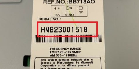 Honda radio code using serial number form label